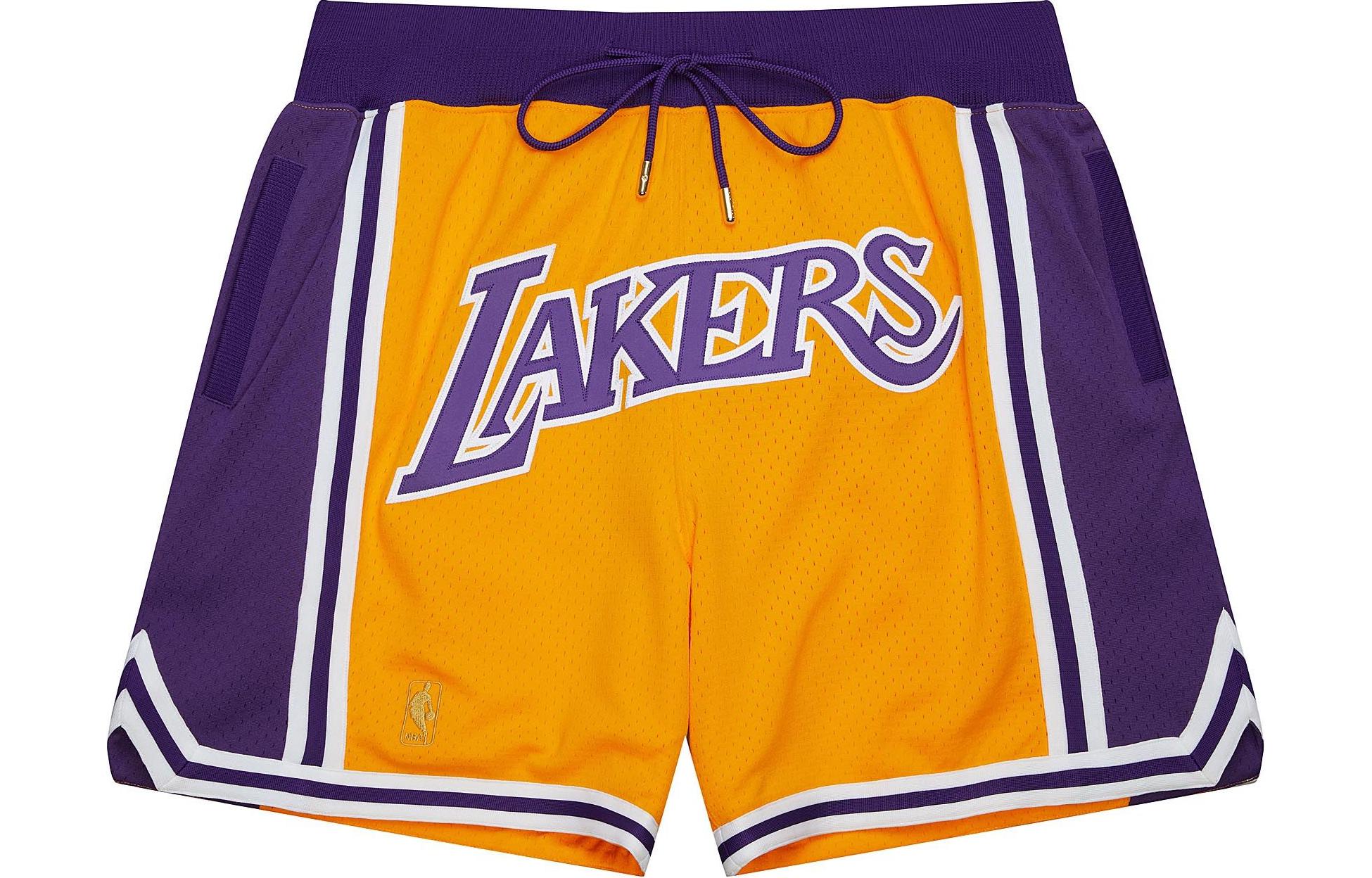 Mitchell Ness Mitchell & Ness x Just Don Los Angeles Lakers Embroidered Basketball Shorts Yellow. PFSW7546-LALYYPPPGDPR