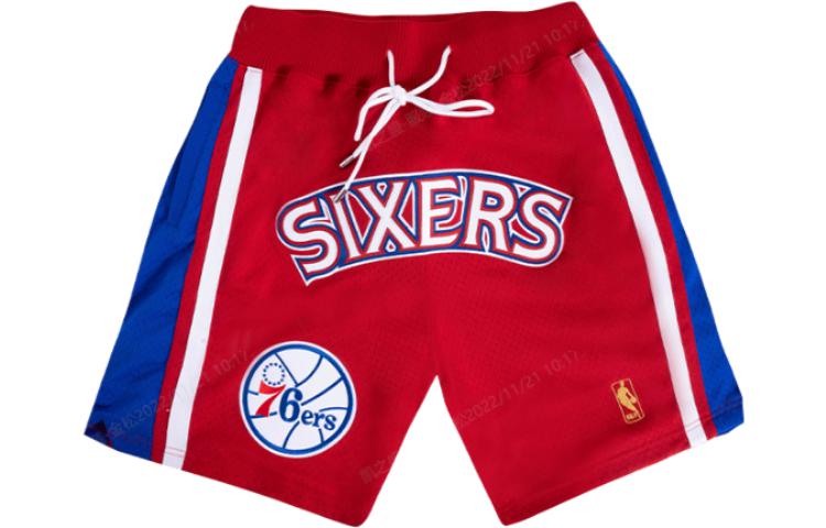Order ミッチェル＆ネス x ジャストドン NBA 96-97 76ers ビンテージ バスケショーツ レッド 男女兼用 SHORMO20277-P76RDRY96