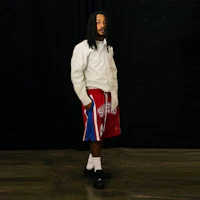 Shop Mitchell & Ness x Just Don NBA 96-97 76ers Vintage Shorts Merah Unisex SHORMO20277-P76RDRY96