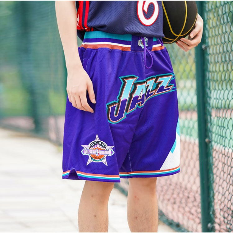 Purchase ミッチェル&ネス x ジャストドン NBA レトロ ジャズ バスケ ショーツ ユニセックス ブルー. SHORDL20020-UJAPURP96