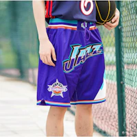Purchase Mitchell & Ness x Just Don Celana Pendek Basket NBA Retro Jazz Unisex Biru. SHORDL20020-UJAPURP96