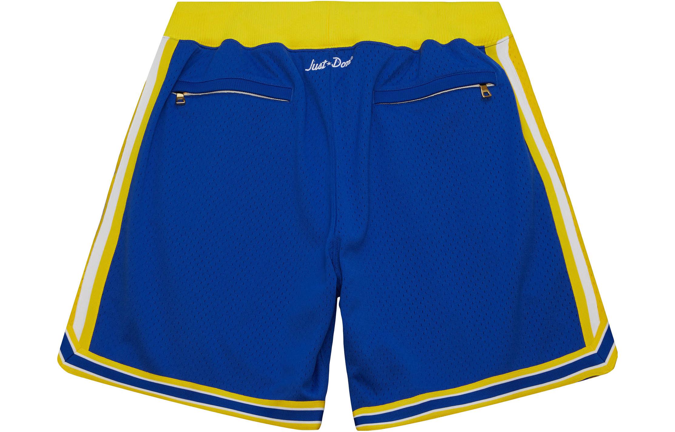 Lookbook ミッチェル＆ネス x ジャストドン SS23 ウォリアーズ 1993-94 レトロ ロゴ ショーツ 青色 SHORMO22020-GSWRYYW93