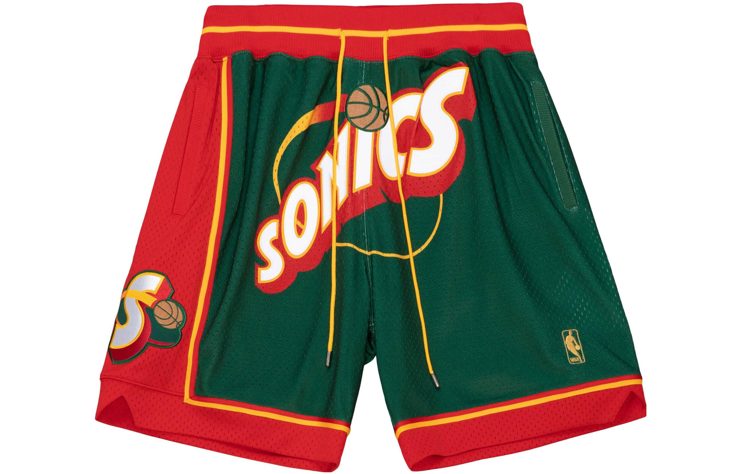 Mitchell Ness Mitchell & Ness x Just Don Supersonics Letter Print Basketball Shorts Green. SHORMO21344-SSUDKGN