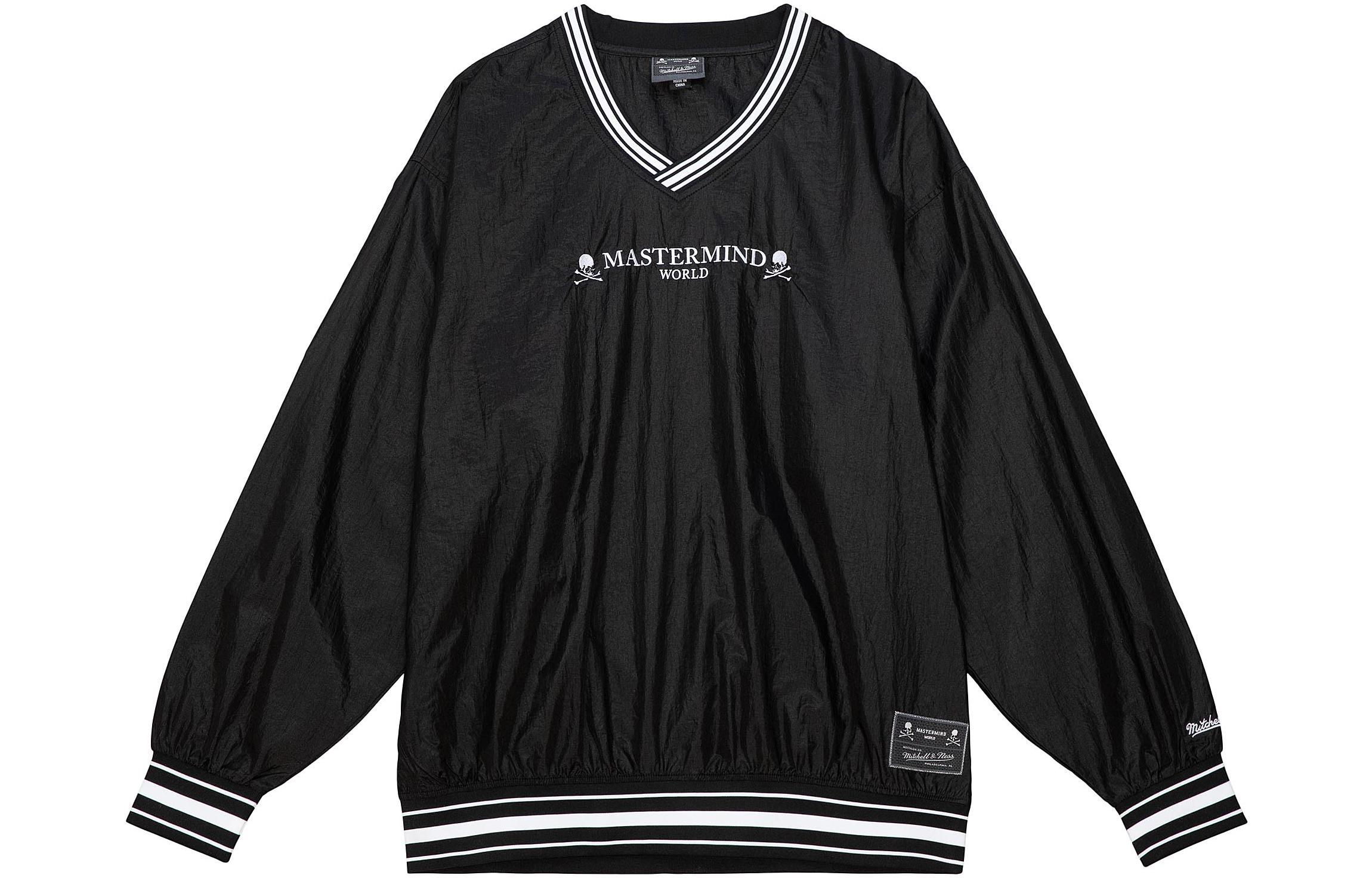 Mitchell Ness Mitchell & Ness x mastermind JAPAN Striped Retro V-Neck Sweatshirt Black Unisex. TVNC5243-CLBYYPPPBLCK