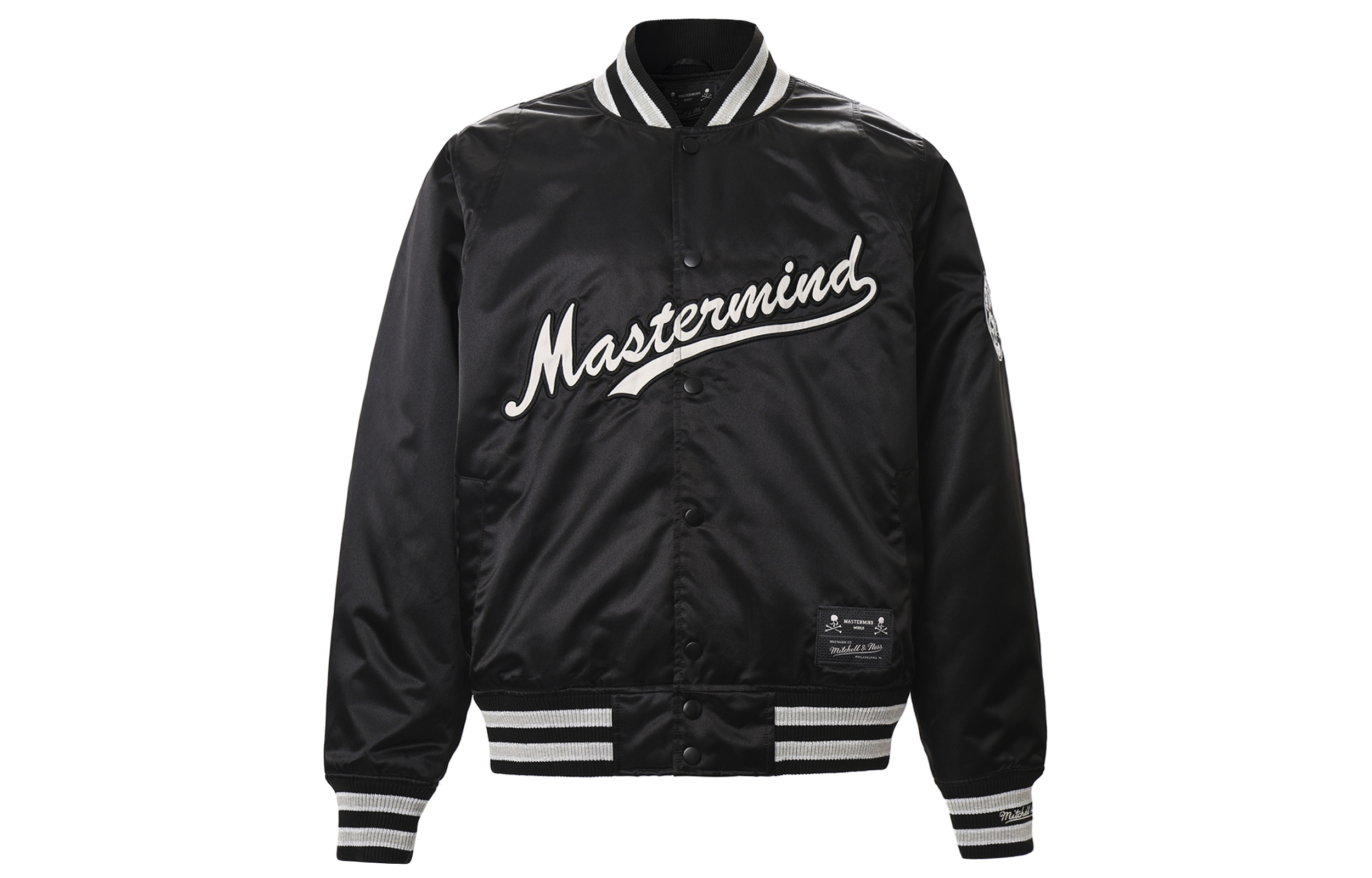 Mitchell Ness Mitchell & Ness x Mastermind Logo Black Baseball Jacket Unisex SJKT5240-CLBYYPPPBLCK