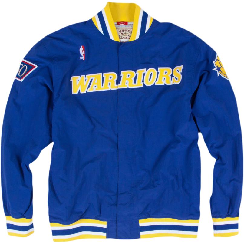 Mitchell Ness Mitchell & Ness x NBA Authentic Retro Baseball Jacket  Warm Varsity Style AWJKGS18057-GSWROYA96