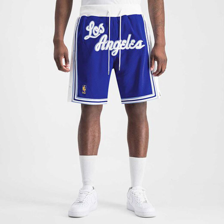 Shop ミッチェル＆ネス x NBA x ジャストドン レイカーズ 96-97 レトロ バスケショーツ 青/白 SHORMO20275-LALWHBL96