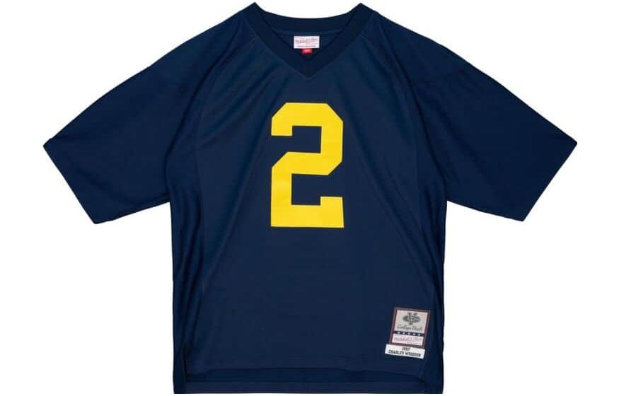 Order 米切尔内斯 x NCAA 密歇根金刚狼 Woodson 97-98复古海军蓝男士T恤 LGJY4472-UMI97CWONAVY