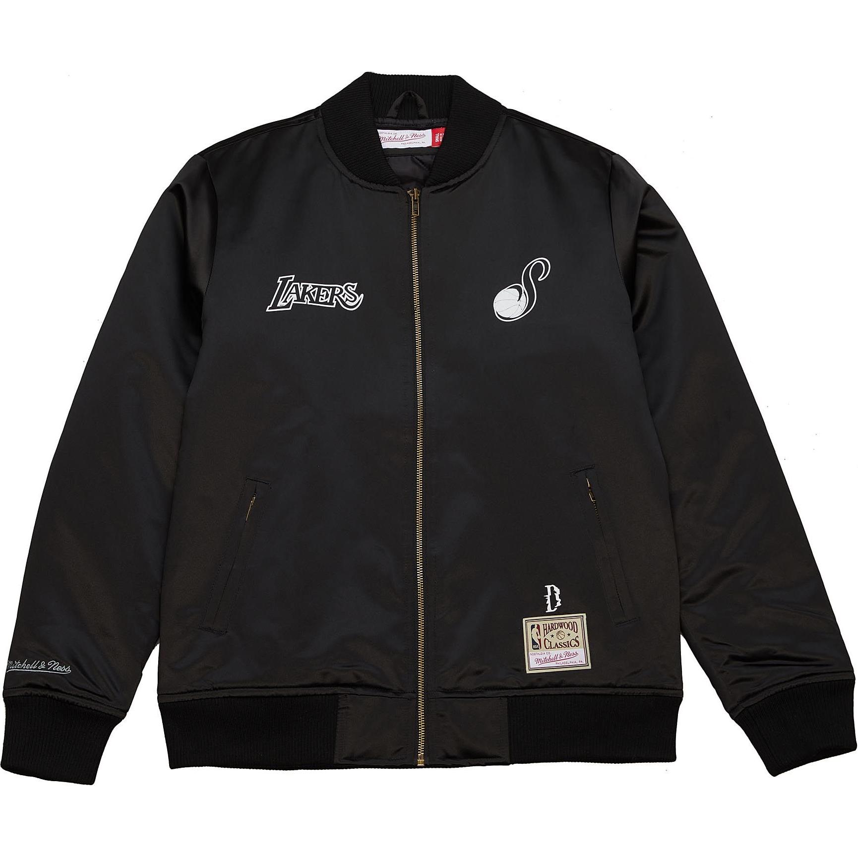 Mitchell Ness Mitchell & Ness x Suga Glitch SS24 Bomber Los Angeles Lakers Black Jacket Unisex ZF2969-LALBLCK