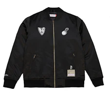 Mitchell Ness Mitchell & Ness x Suga Glitch SS24 Bomber New Jersey Nets Letter Print Jacket Black ZF2969-NJNBLCK Mitchell Ness Mitchell & Ness x Suga Glitch SS24 Bomber New Jersey Nets Letter Print Jacket Black ZF2969-NJNBLCK