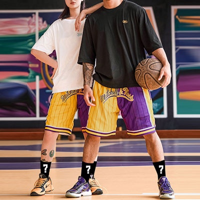 Mitchell Ness Mitchell & Ness x UZIS Retro Loose-Fit Purple Gold Basketball Shorts Unisex. MUFS01LA Shop Mitchell Ness Mitchell & Ness x UZIS Retro Loose-Fit Purple Gold Basketball Shorts Unisex. MUFS01LA