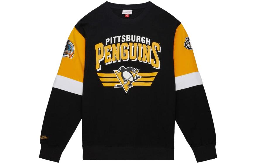 Mitchell Ness Mitchell & Ness Yellow Lettering Loose Fit Crewneck Sweatshirt FCPO5512-PPEYYPPPBLCK