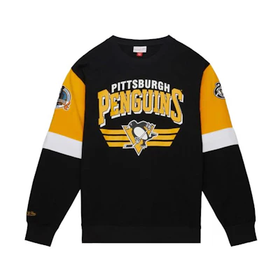 Mitchell Ness Mitchell & Ness Yellow Lettering Loose Fit Crewneck Sweatshirt FCPO5512-PPEYYPPPBLCK
