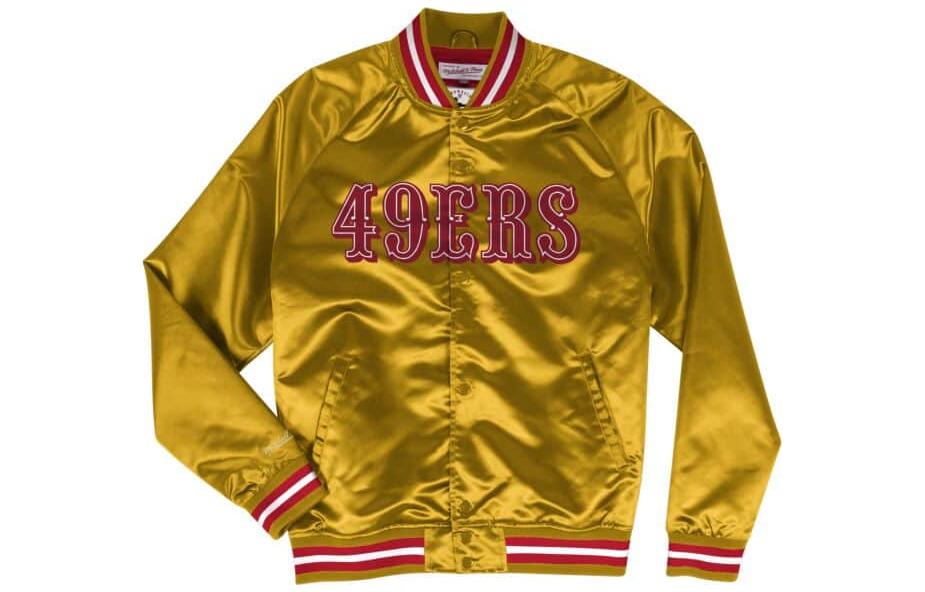 Mitchell Ness Mitchell & Ness Yellow Loose-Fit Single-Breasted Logo Jacket STJKMG18-013SF4GOLD1