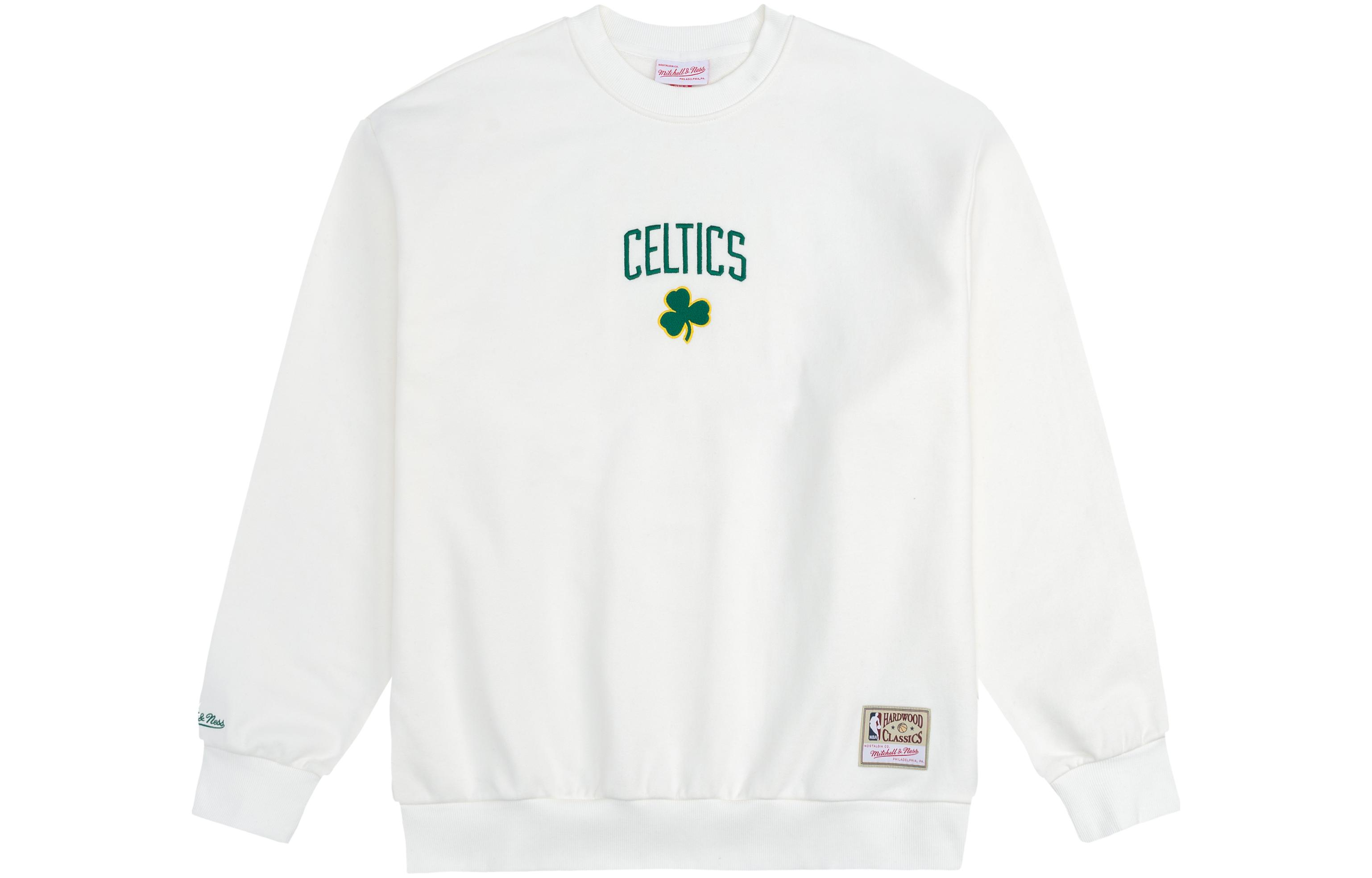 Mitchell Ness NBA Celtics Fleece Crewneck Sweatshirt Unisex White Casual Wear MNJYFWHD230920012