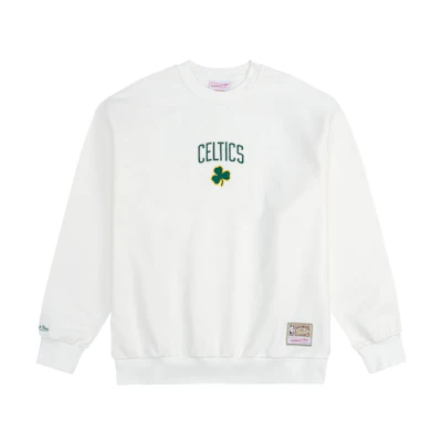Mitchell Ness NBA Celtics Fleece Crewneck Sweatshirt Unisex White Casual Wear MNJYFWHD230920012