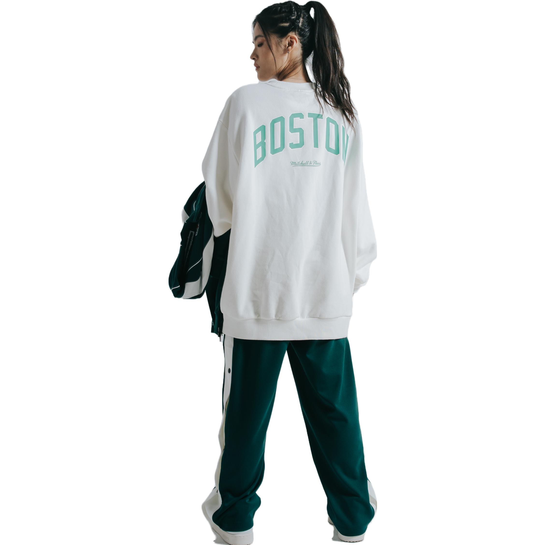 Mitchell Ness NBA Celtics Fleece Crewneck Sweatshirt Unisex White Casual Wear MNJYFWHD230920012 圖 4