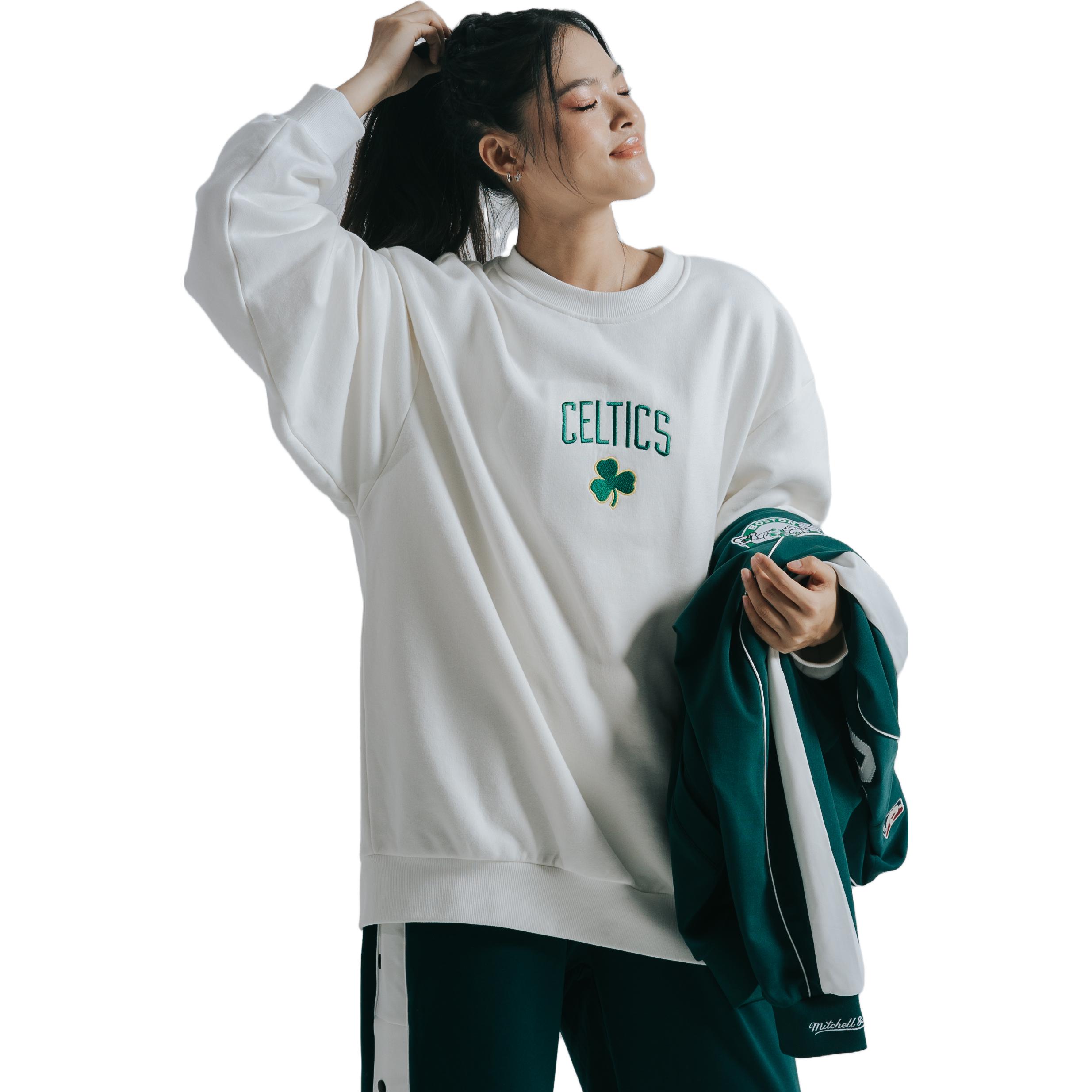 Mitchell Ness NBA Celtics Fleece Crewneck Sweatshirt Unisex White Casual Wear MNJYFWHD230920012 圖 7