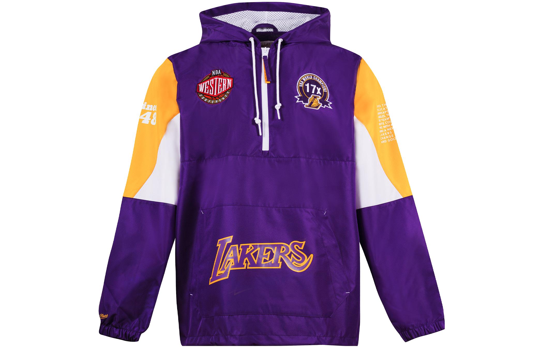 Mitchell Ness NBA Lakers Purple Satin Vintage Logo Hoodie Unisex OJPO5033-LALYYPPPPURP