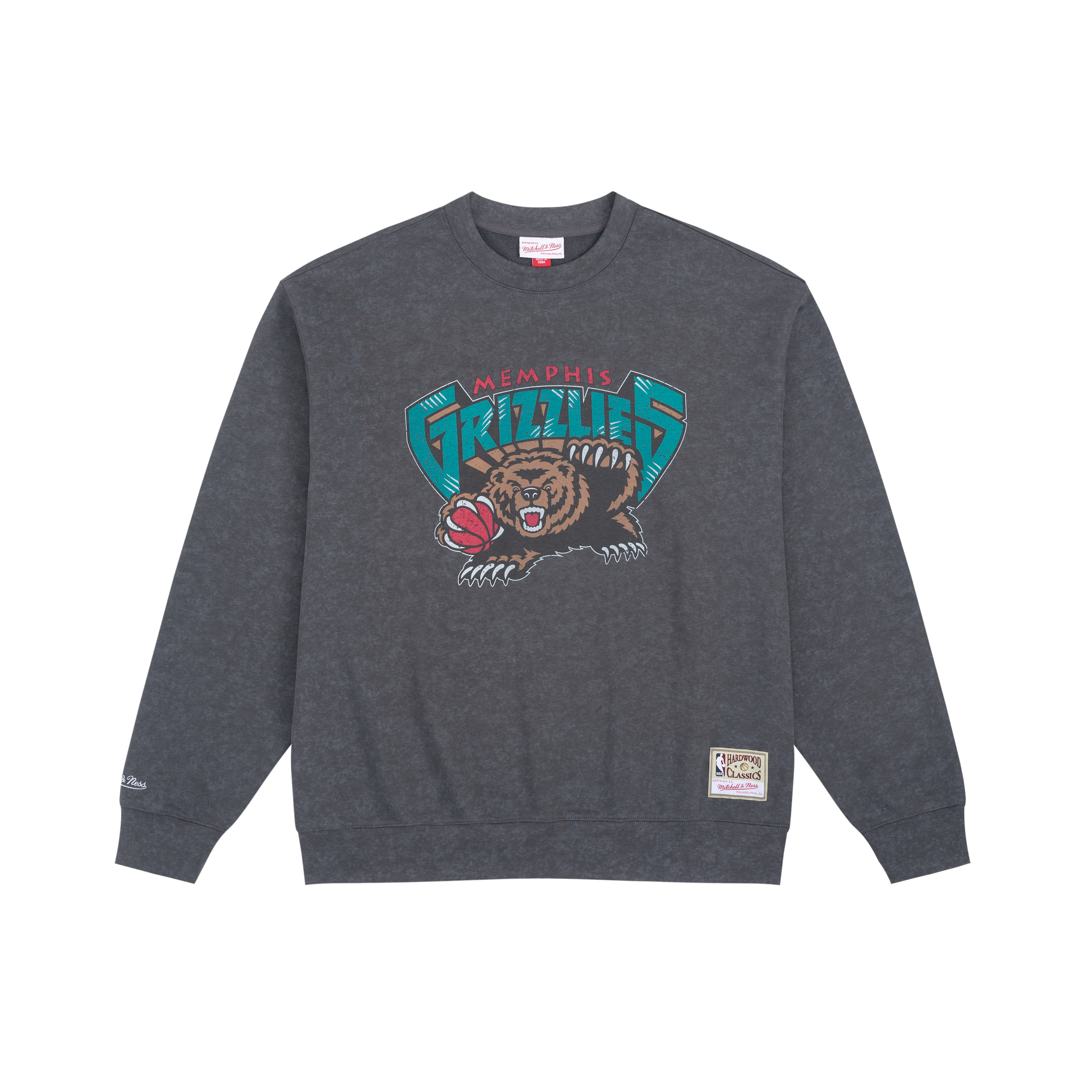 Mitchell Ness NBA Memphis Grizzlies Logo Vintage Crewneck Sweatshirt Grey Unisex MN24SSHD5015-GREY