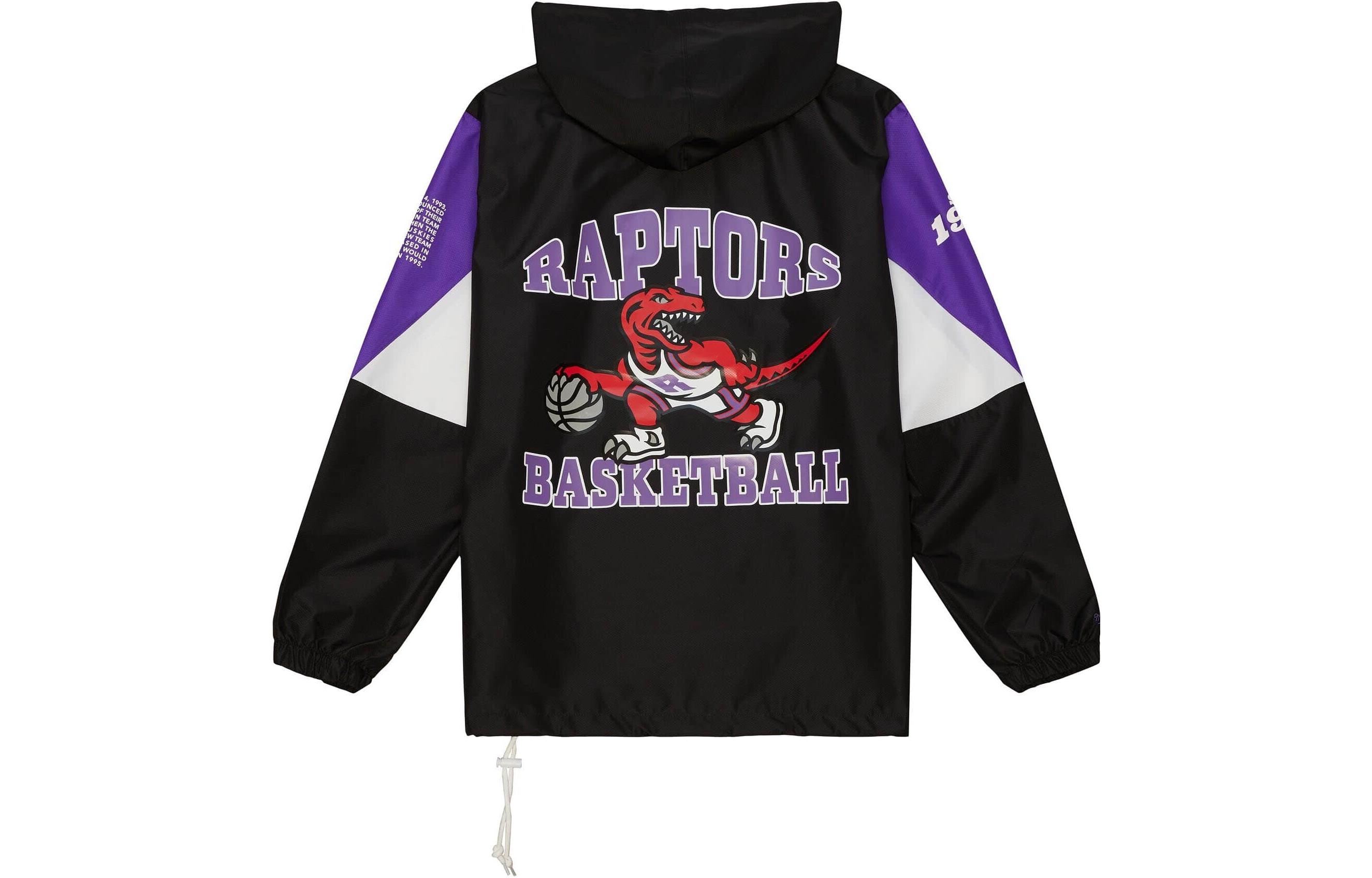 Lookbook Mitchell & Ness NBA 暴龍隊標誌緞面連帽外套 黑色 男女款 OJPO5033-TRAYYPPPBLCK