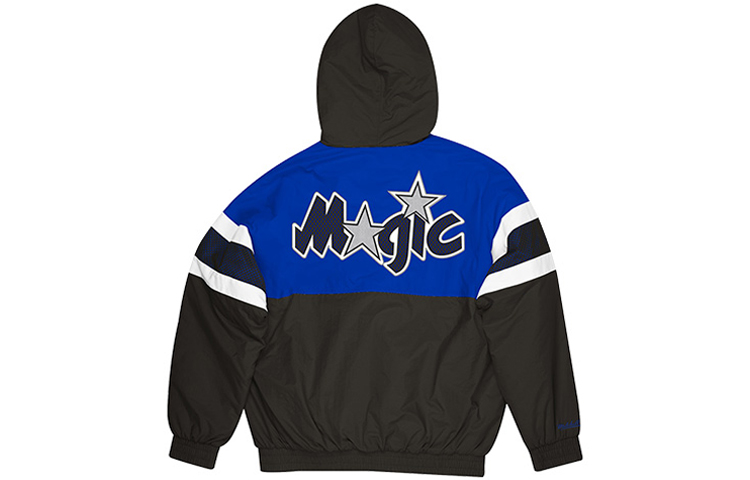 Lookbook Mitchell & Ness NBA 復古對比連帽外套 魔術隊 黑色 男女款 FLZPMI19023-OMABLCK