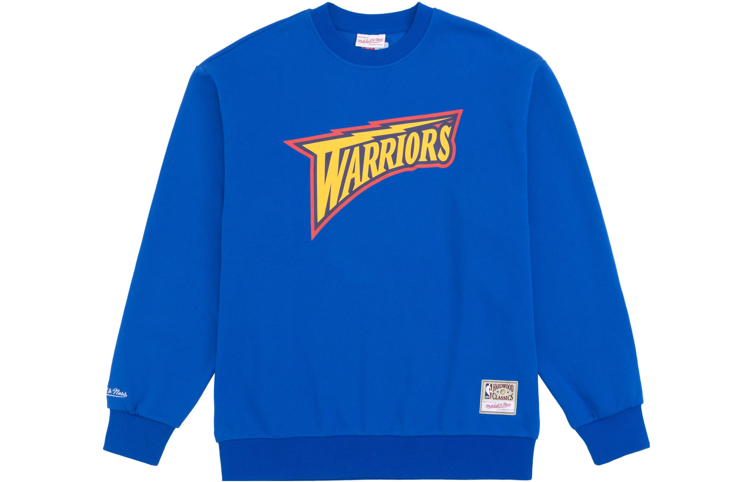 Mitchell Ness NBA Warriors Logo Pullover Crewneck Sweatshirt Blue Unisex MNJYFWHD23092003-BLUE
