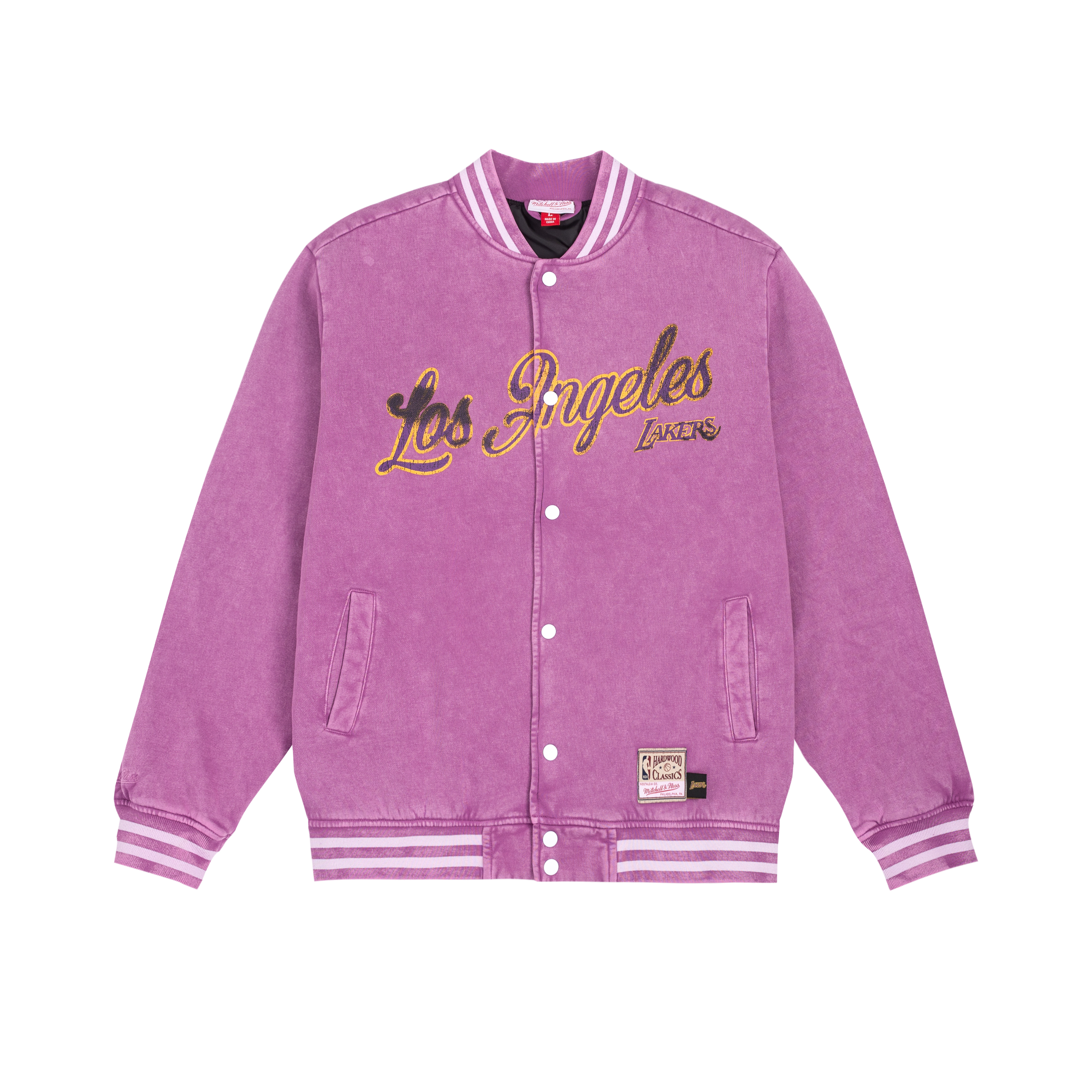 Mitchell Ness Vintage Los Angeles Lakers Logo V-Neck Button Jacket Purple Unisex OJBF6801-LALYYPPPPURP