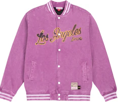 Mitchell Ness Vintage Los Angeles Lakers Logo V-Neck Button Jacket Purple Unisex OJBF6801-LALYYPPPPURP Mitchell Ness Vintage Los Angeles Lakers Logo V-Neck Button Jacket Purple Unisex OJBF6801-LALYYPPPPURP
