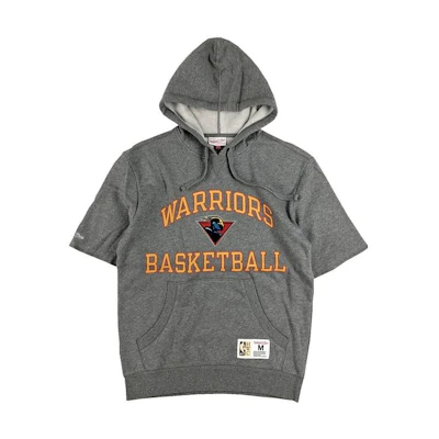 Mitchell Ness Warriors Graphic Hoodie Short Sleeve Grey FPHD3398-GSWYYPPPGYHT