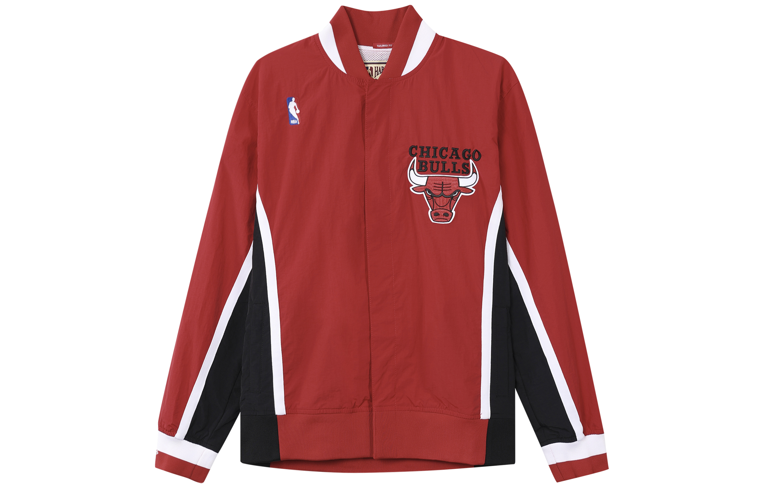 Order Mitchell Ness x NBA 50th Chicago Bulls Retro V-Leher Jaket 96-97 Merah Unisex AWJKGS18509-CBURED196