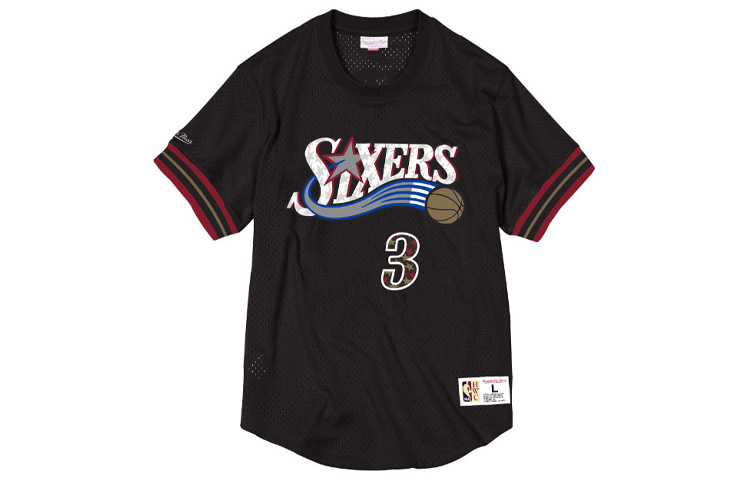Mitchell Ness x NBA Philadelphia 76ers Allen Iverson #3 Black Mesh Jersey Tee NNMPMG18062-P76BLCK01AIV