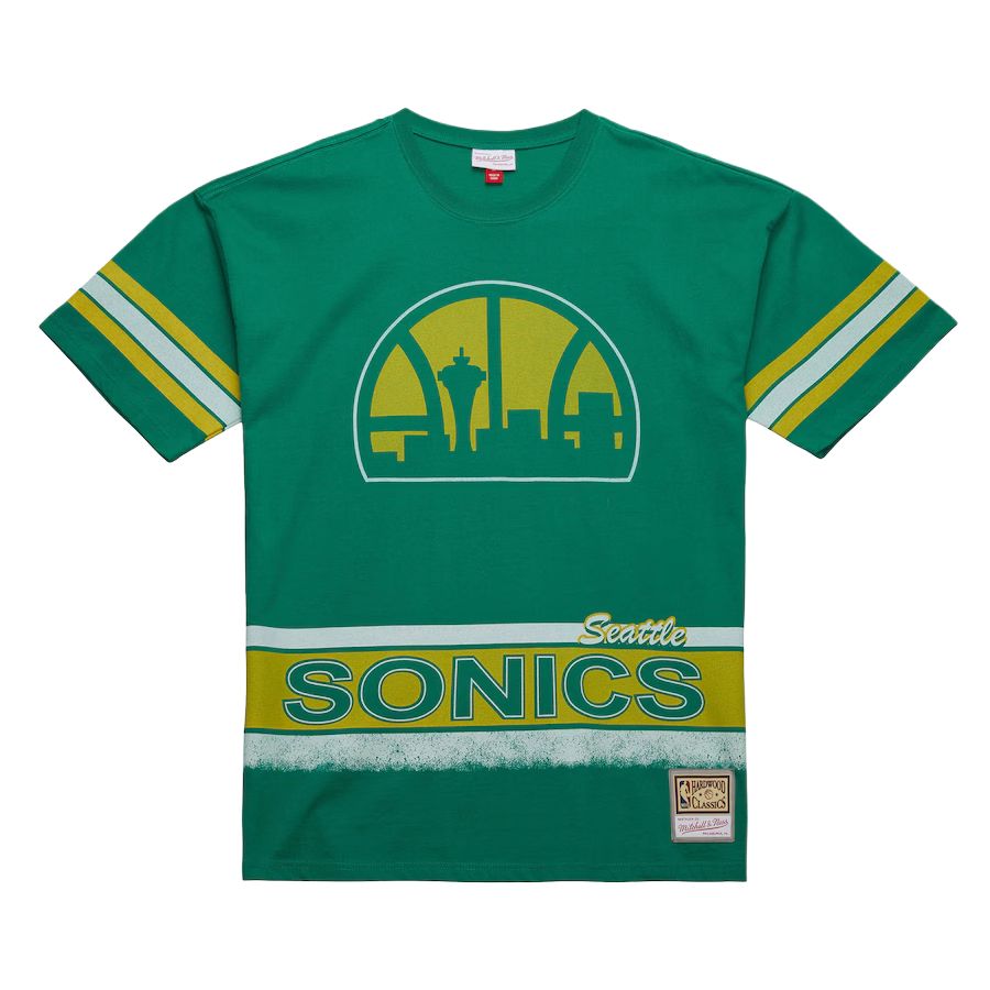 Mitchell Ness x NBA Seattle Supersonics Green Comfort Fit Pullover Tee Men. TCRW6624-SSUYYPPPKYGN