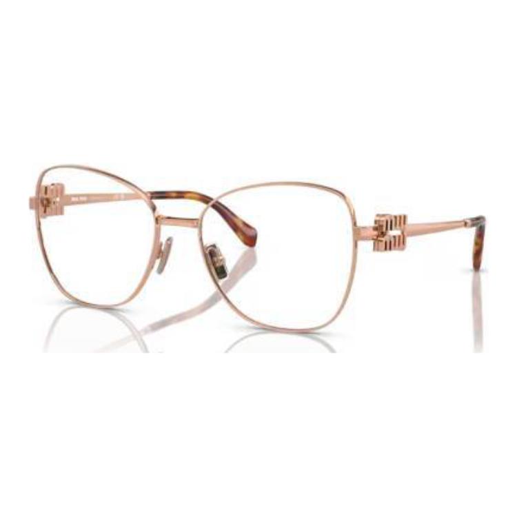 MIU MIU  Gold Metal Butterfly Optical Glasses with Logo Temples. MU50XVZVF1O1