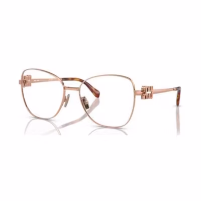 MIU MIU Gold Metal Butterfly Optical Glasses with Logo Temples. MU50XVZVF1O1
