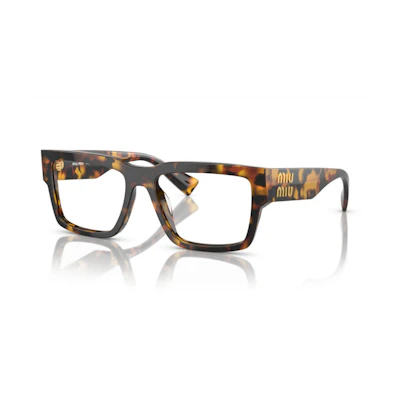 MIU MIU Rectangular Acetate Optical Frames Tortoiseshell Logo Temples MU02XVVAU1O1