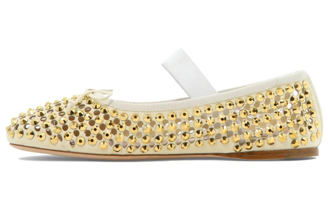 MIU MIU Ballerina Flats 'Gold Satin'