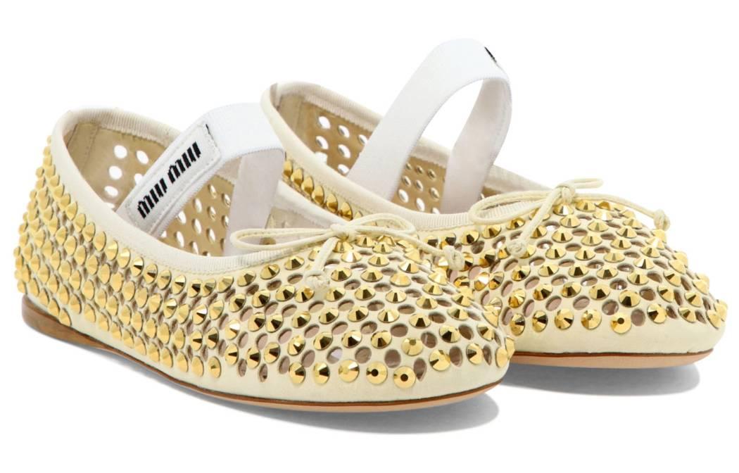 MIU MIU Ballerina Flats 'Gold Satin' 圖 4