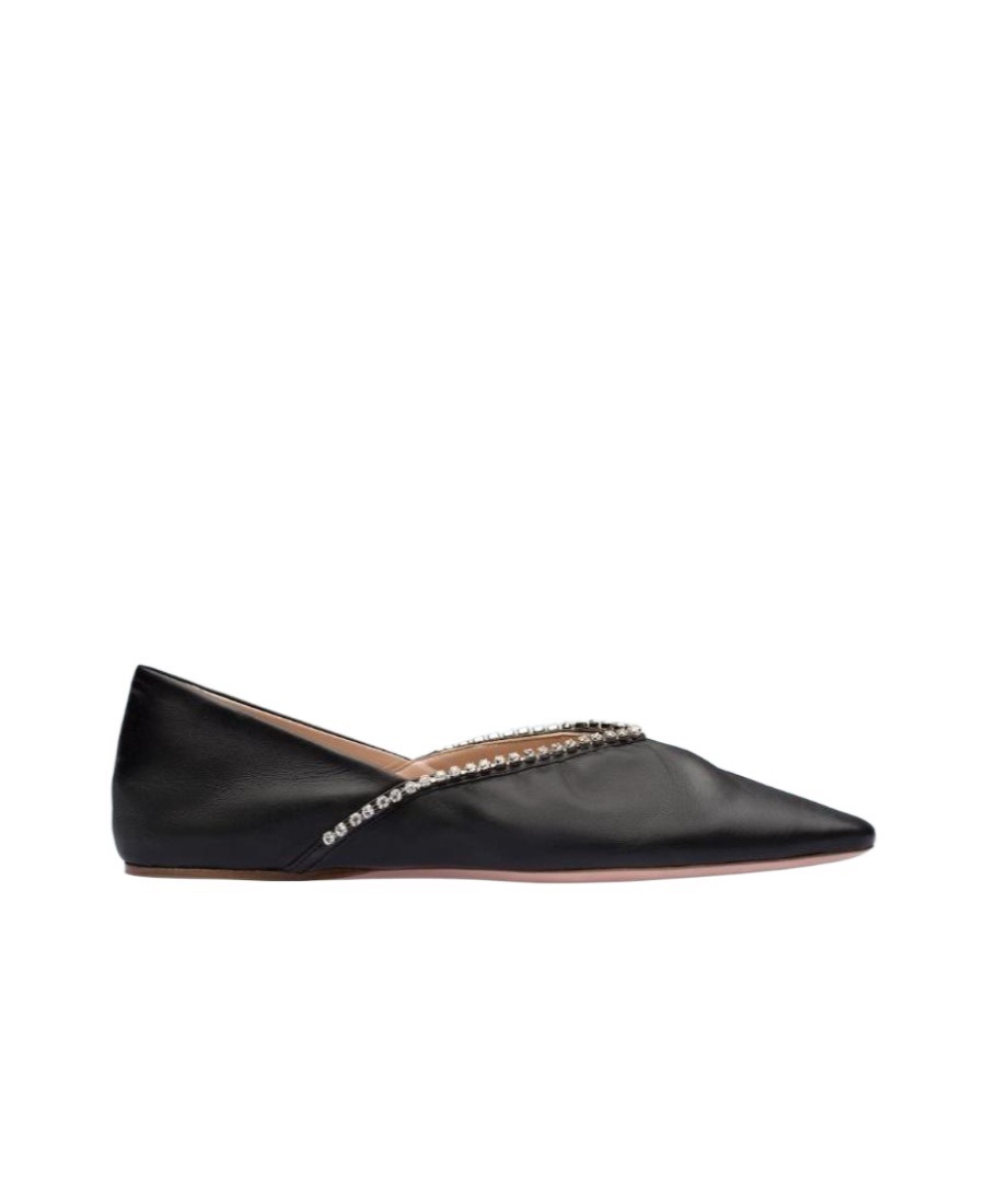 MIU MIU Ballet Flats 'Black Crystal Pointed Toe' 5F920C038F005