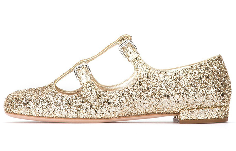 MIU MIU Ballet Flats 'Glitter Gold' 5F863C_3KBW_F0846