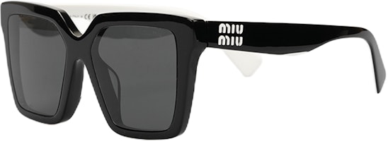 MIU MIU Black Irregular Colorblock Sunglasses Unisex Couple Design Fiber 0MU03YSF MIU MIU Black Irregular Colorblock Sunglasses Unisex Couple Design Fiber 0MU03YSF