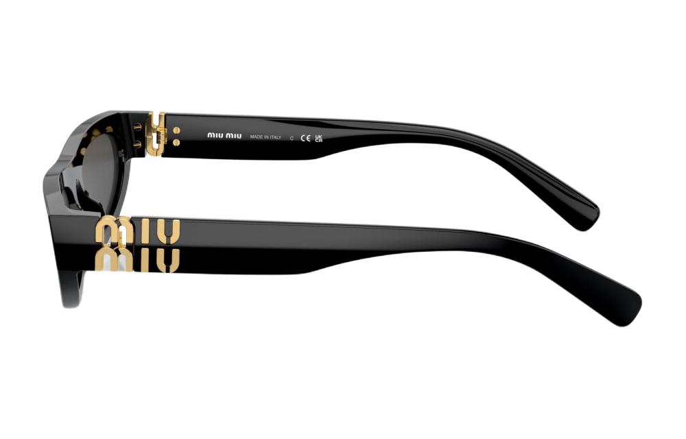 Shop MIU MIU 男款貓眼黑色醋酸材質太陽眼鏡附品牌標誌 MU07ZS1AB5S0