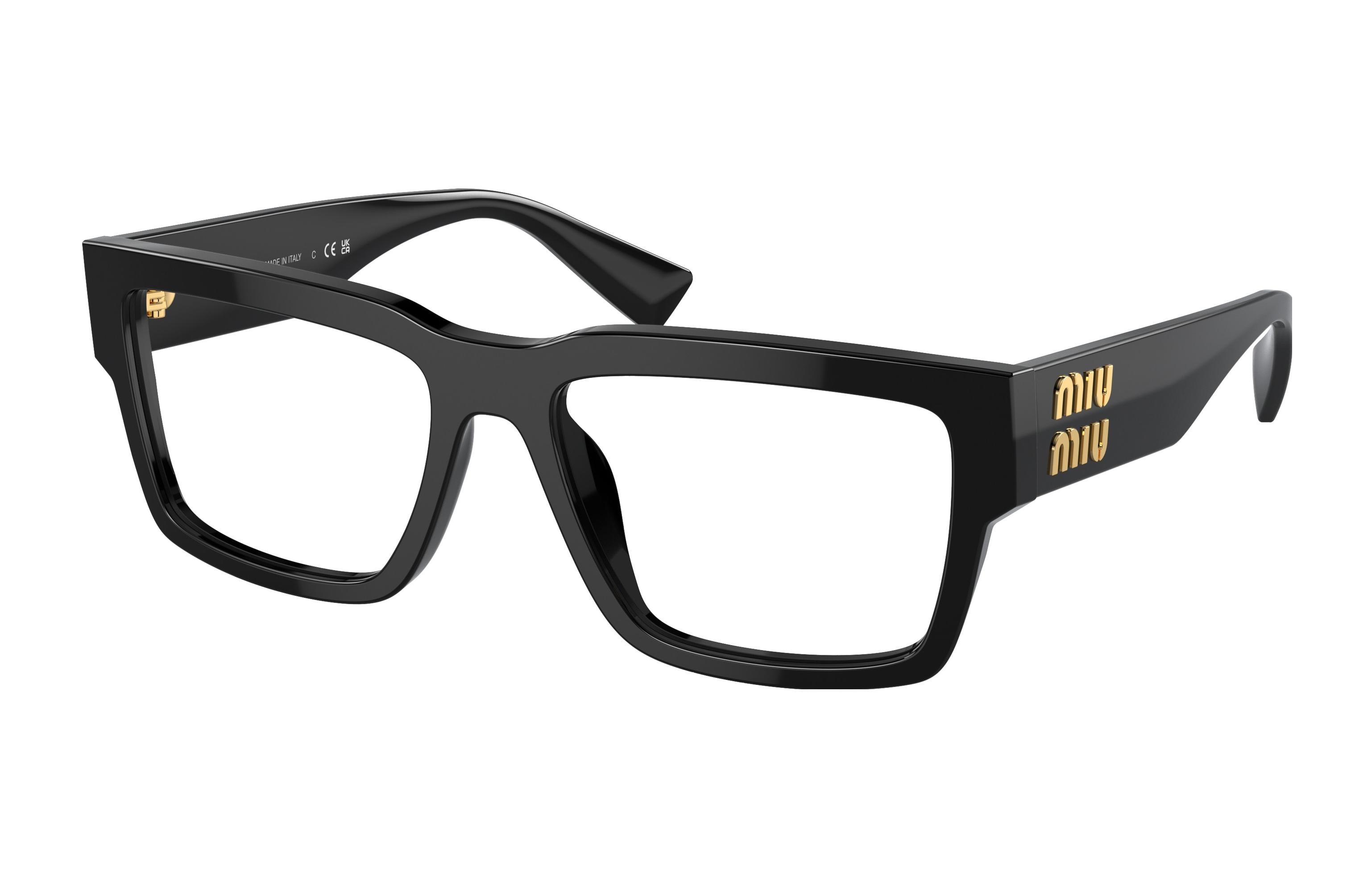 MIU MIU Cat-Eye Glasses Black Unisex with Logo Decor on Temples MU02XV 1AB1O1