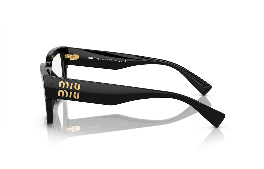 Details for MIU MIU キャットアイメガネ ブラック ユニセックス ロゴ装飾入りテンプル MU02XV 1AB1O1