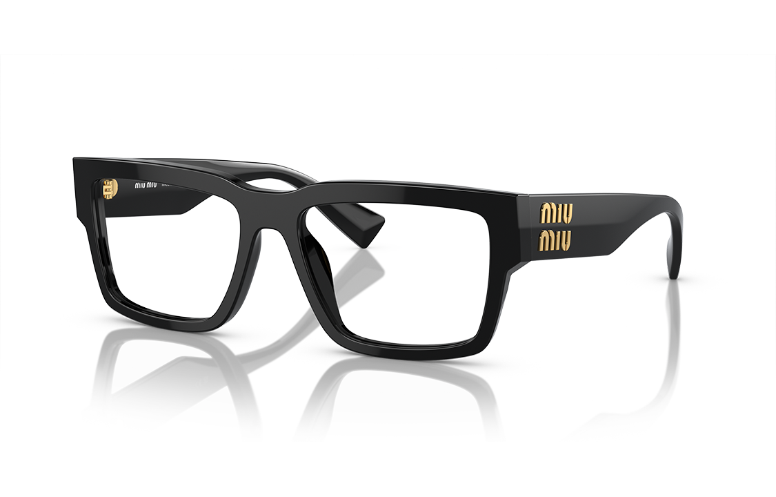 Sizing MIU MIU キャットアイメガネ ブラック ユニセックス ロゴ装飾入りテンプル MU02XV 1AB1O1