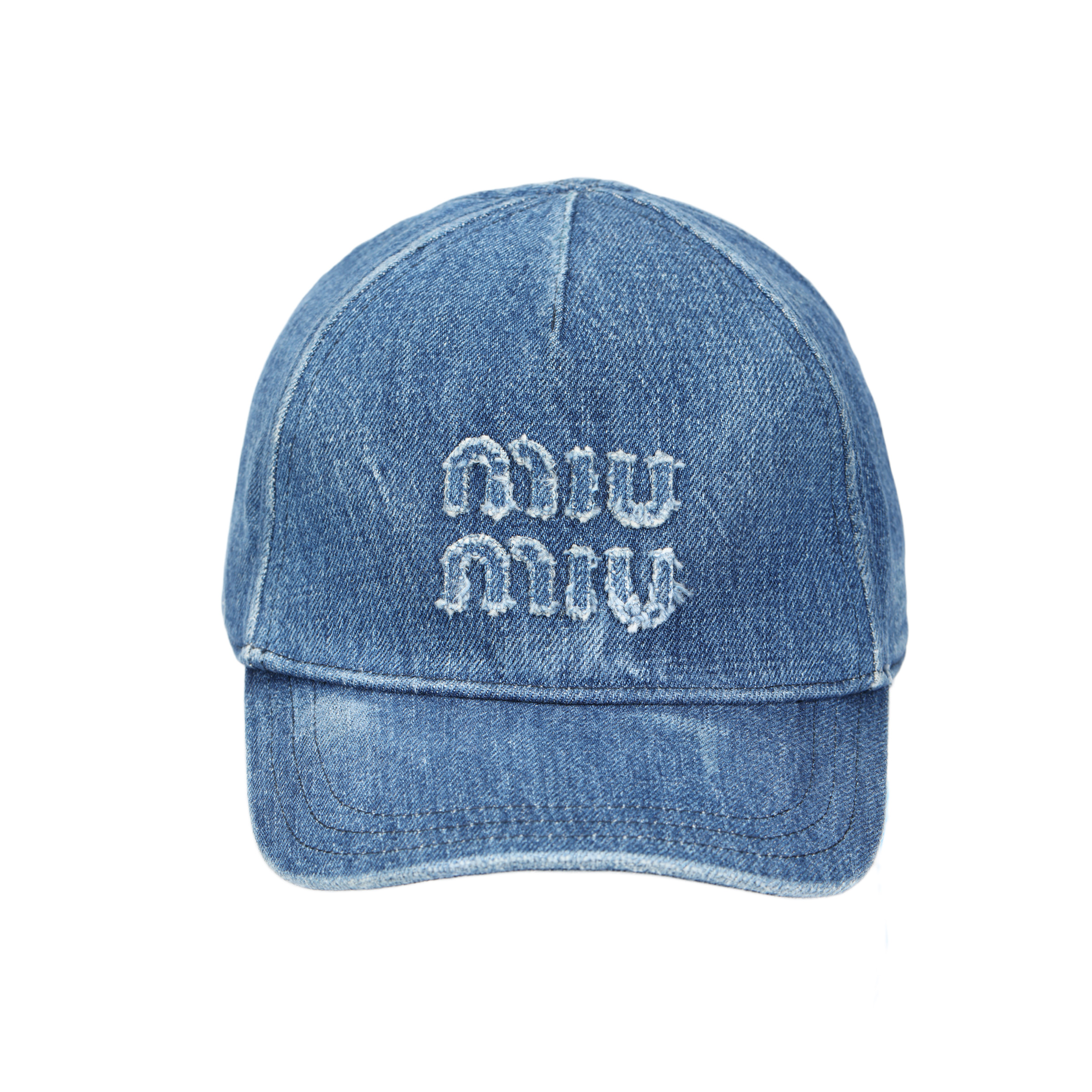 MIU MIU Cotton Baseball Cap Unisex Couple Style in Blue 5HC1792CL4F0008