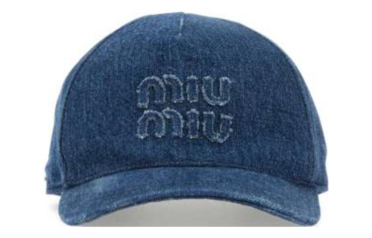 Shop MIU MIU 藍色純棉棒球帽 情侶款 男女適用 5HC1792CL4F0008