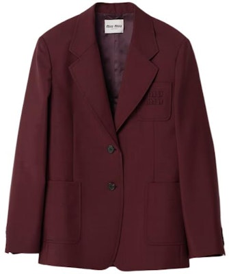 MIU MIU 刺绣深红色长袖西装外套男女通用款。 MH1927-12I1-F0399-S-OOO Buy MIU MIU 刺绣深红色长袖西装外套男女通用款。 MH1927-12I1-F0399-S-OOO