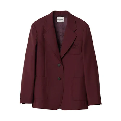 MIU MIU Embroidered Blazer Long Sleeve Jacket Unisex in Dark Red. MH1927-12I1-F0399-S-OOO