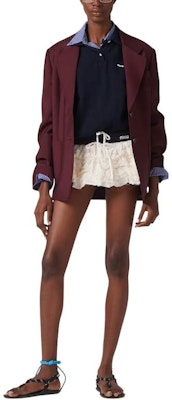 MIU MIU 刺绣深红色长袖西装外套男女通用款。 MH1927-12I1-F0399-S-OOO Lookbook MIU MIU 刺绣深红色长袖西装外套男女通用款。 MH1927-12I1-F0399-S-OOO